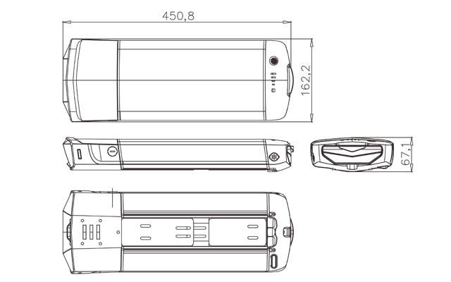 Lithium ion E-bike Battery Pack Rear Rack RR26