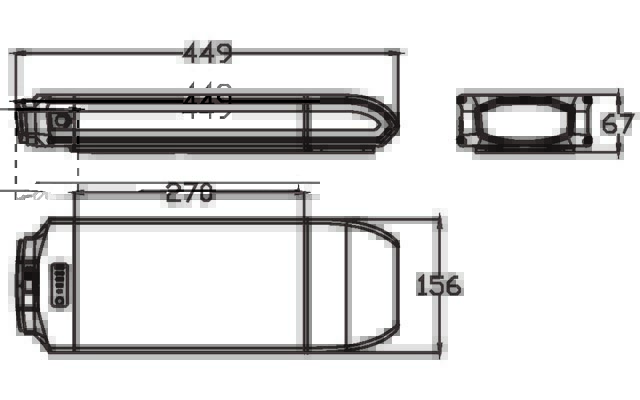 Lithium ion E-bike Battery Pack Rear Rack RR19 size